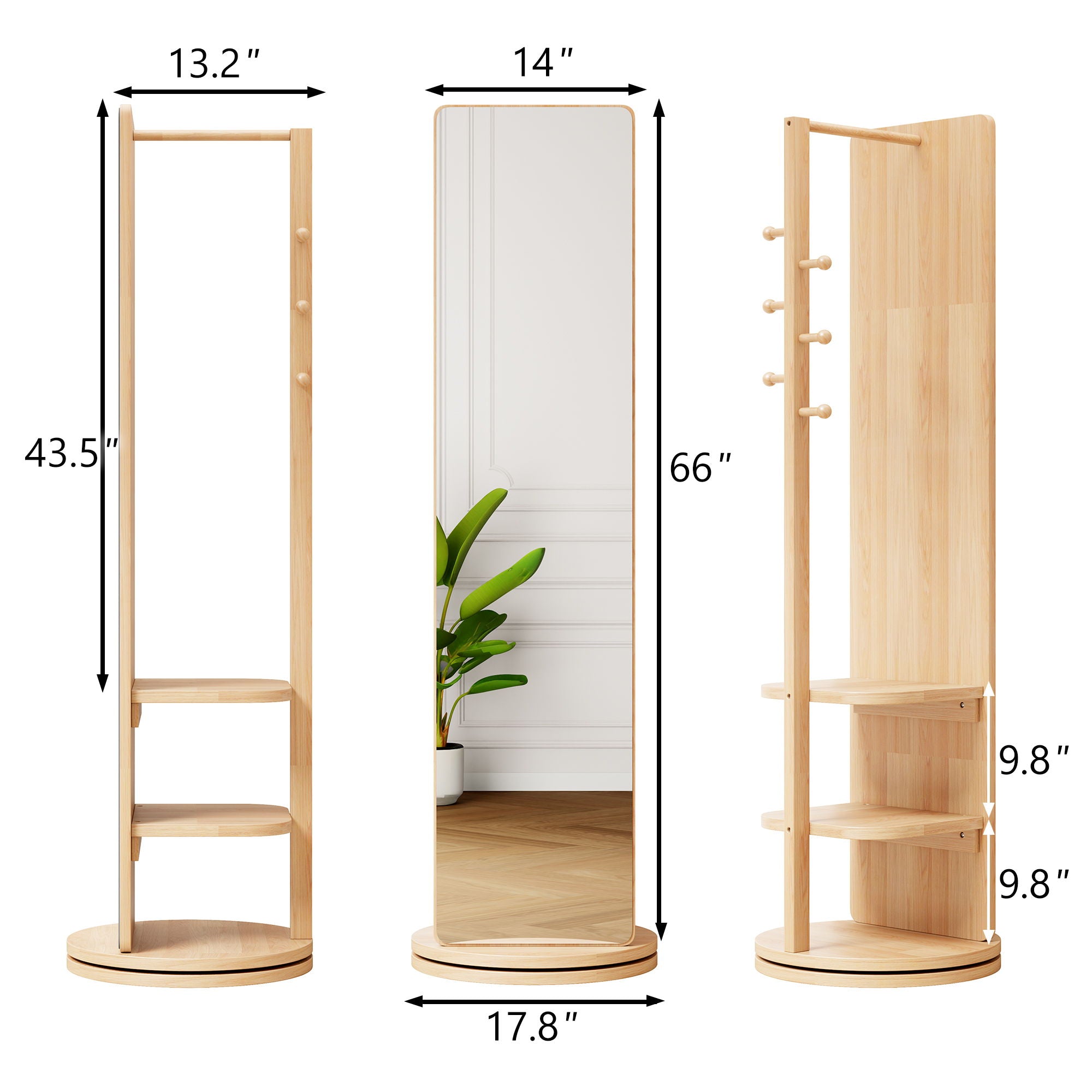 3 In 1 Multifunctional Full-Length Clothing Mirror
