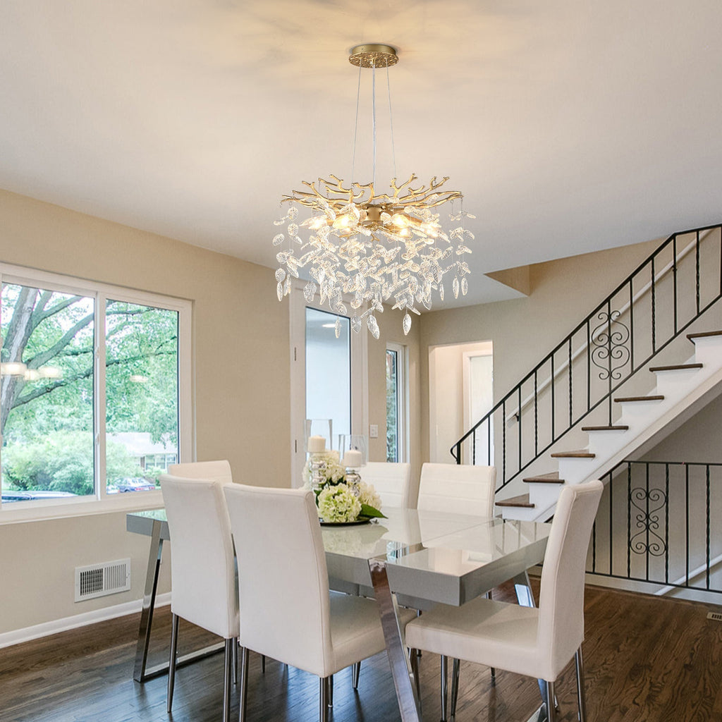 6-Light Chandelier Crystal Ceiling Lamp - Gold Finish