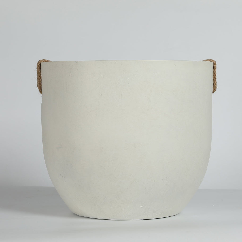 Round Concrete Planter Set of 2, Large Handmade Off White Pots