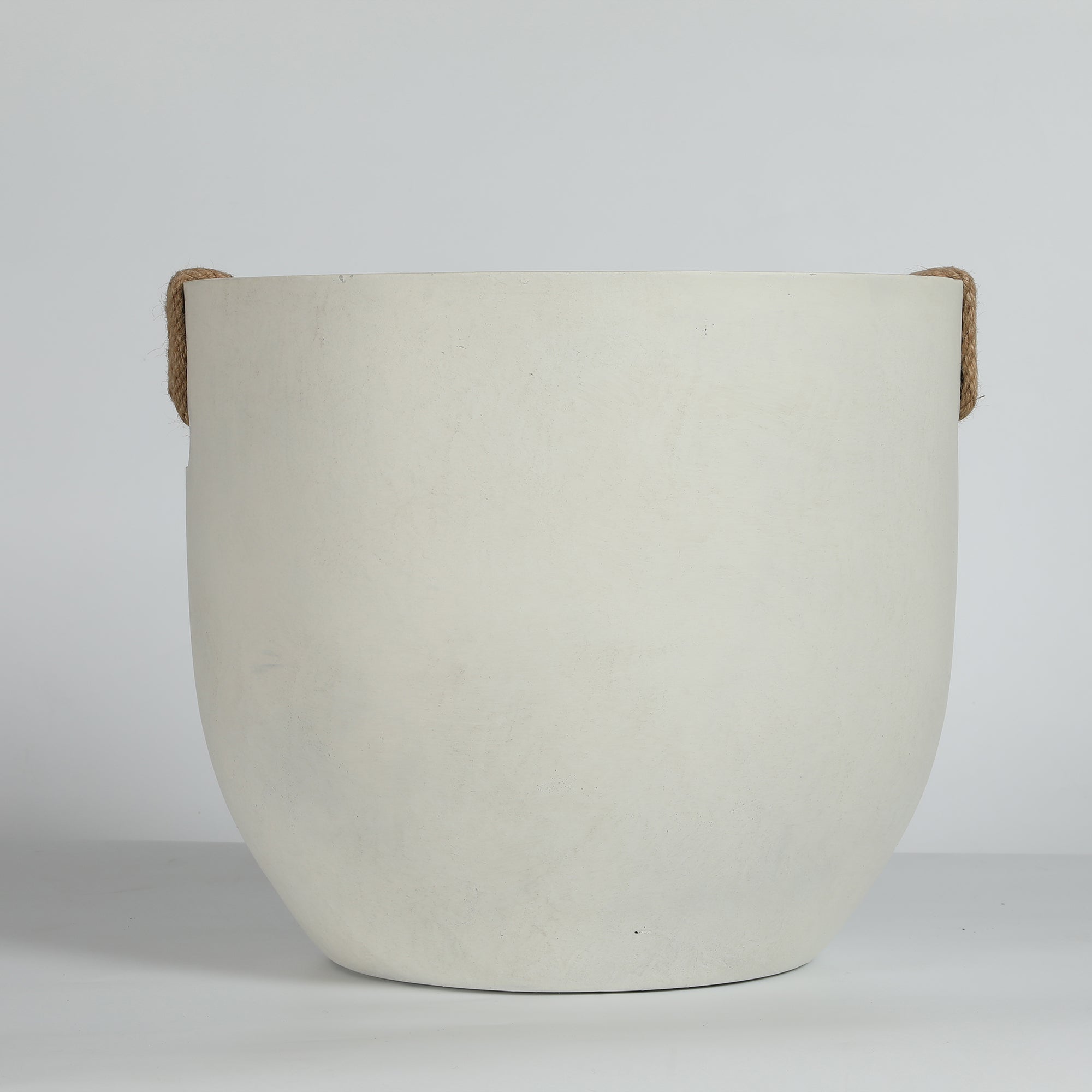 Round Concrete Planter Set of 2, Large Handmade Off White Pots