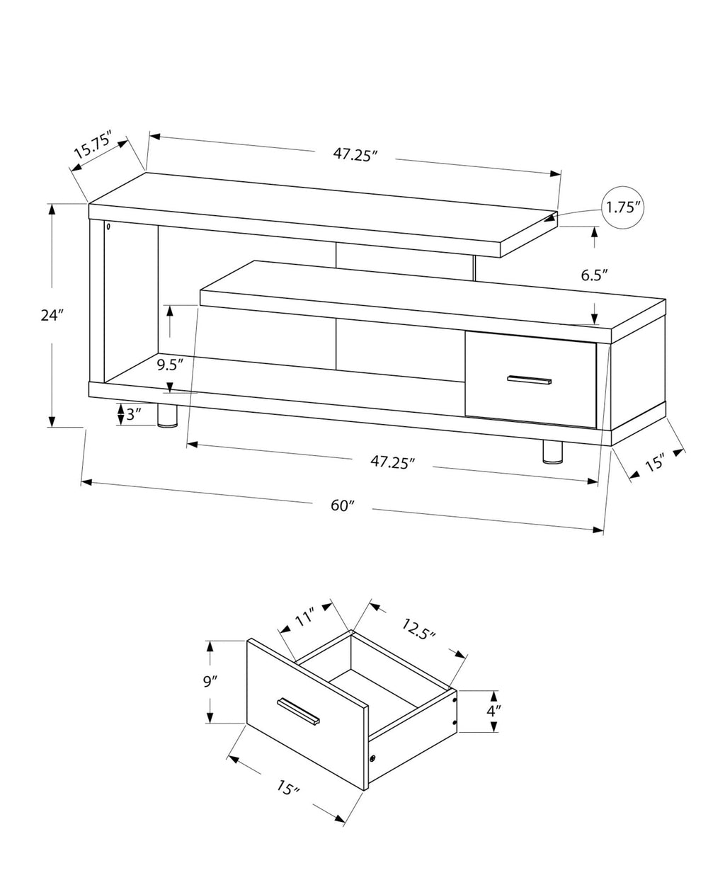 TV Stand, Console, Media Entertainment Center Storage Cabinet