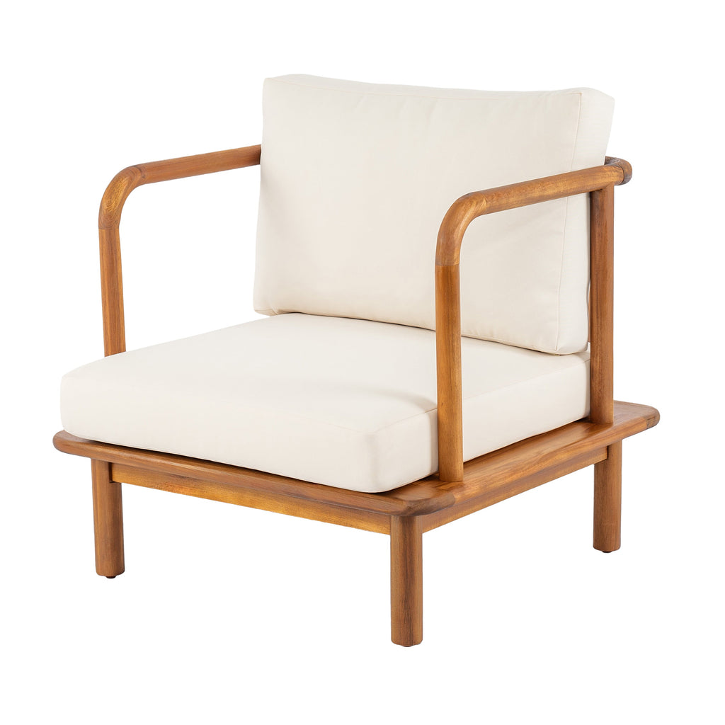 Canape Acacia Club Chair with Cream Cushion Set of 2
