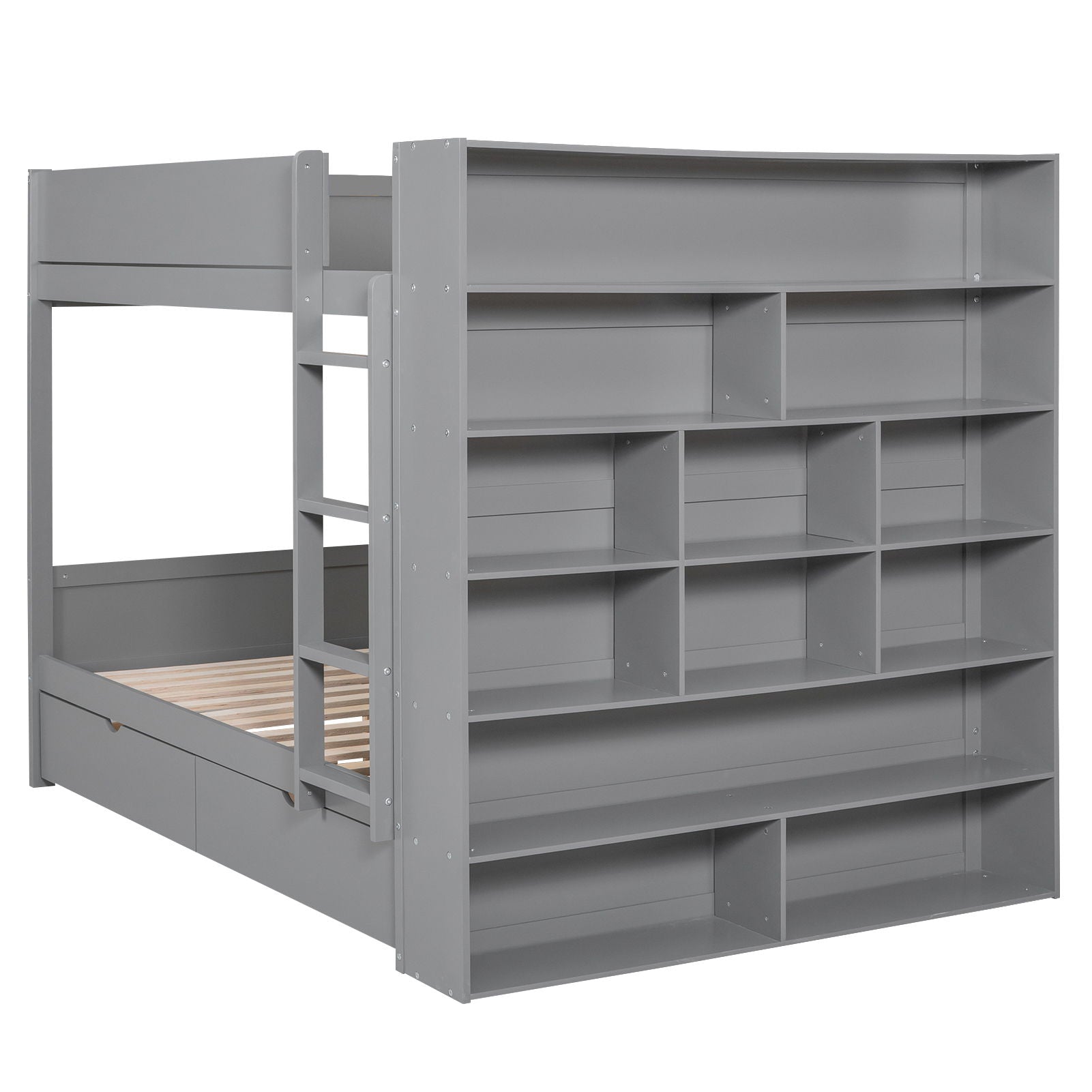 Bunk Bed With 2 Drawers And Multi Layer Cabinet