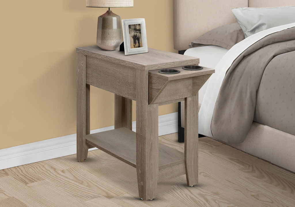 Accent Side Table with Storage and Built-In Lamp