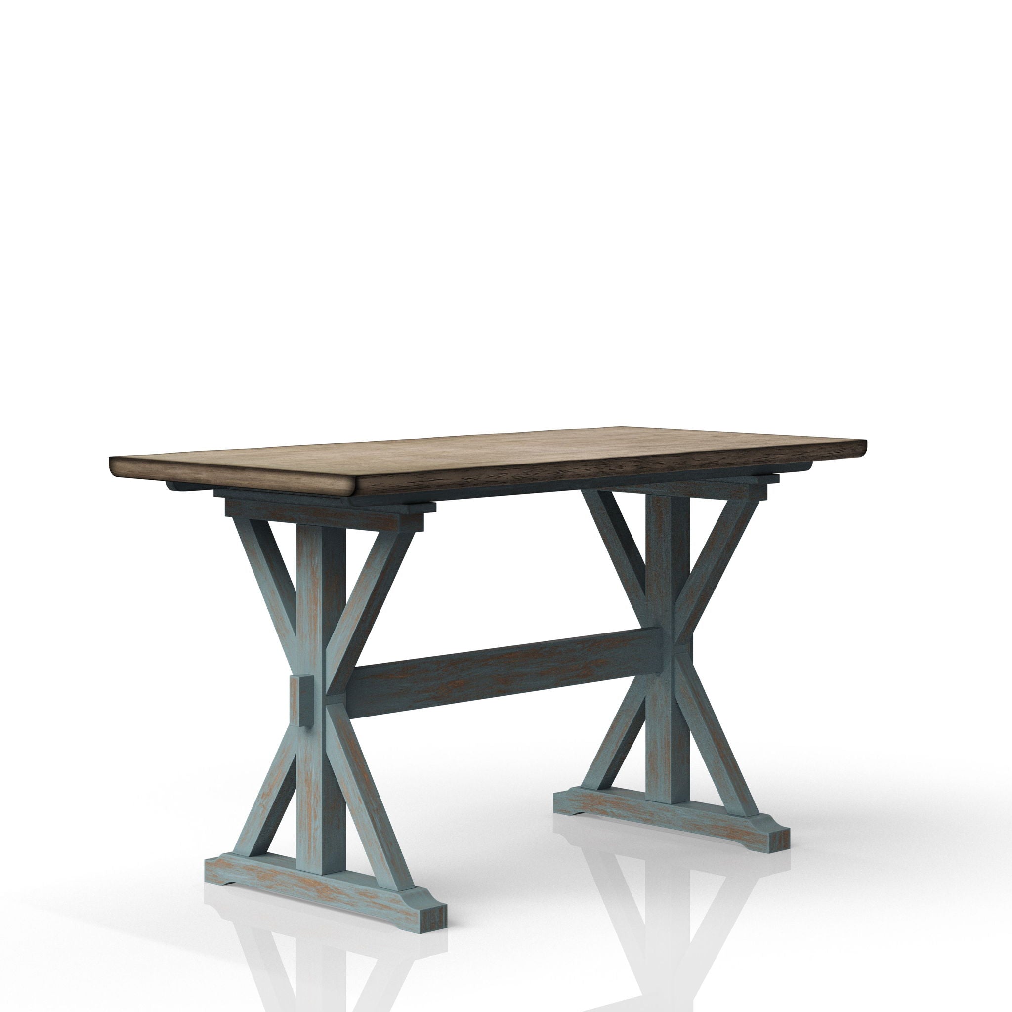 X Based Counter Height Dining Table - Aqua Blue