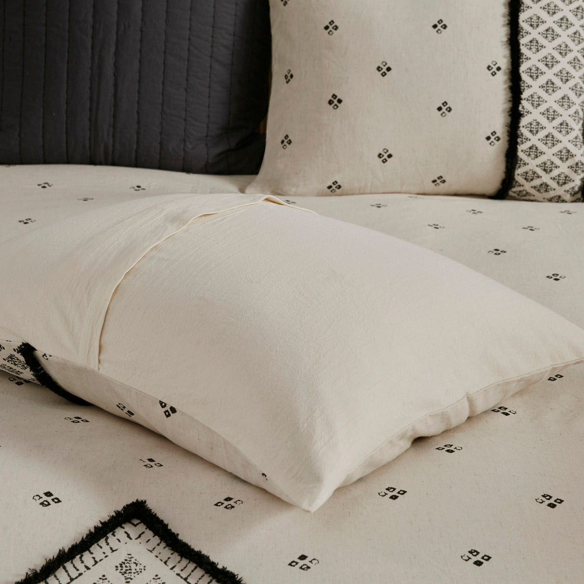 3 Piece Cotton and Flax Linen Blend Comforter Set Natural King/Cal King
