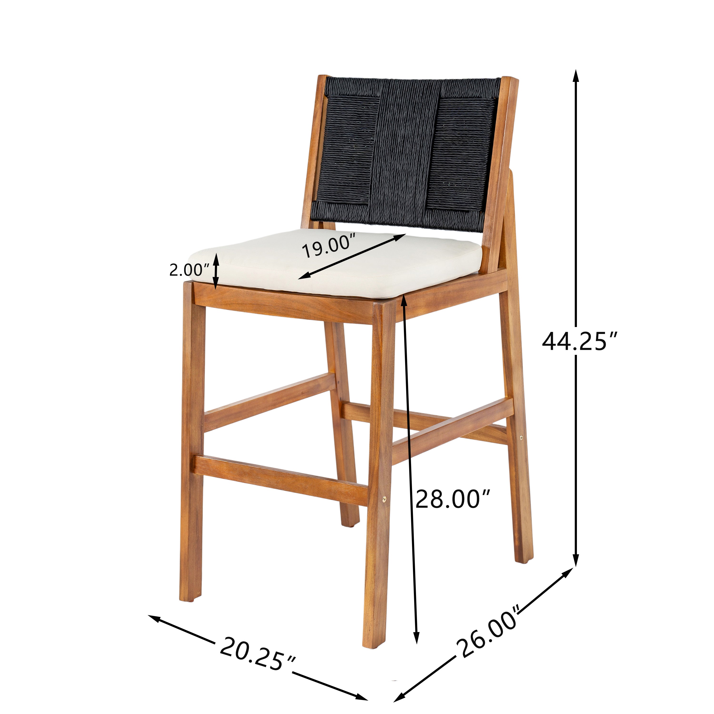 Outdoor Acacia Wood Bar Stools (Set of 2)