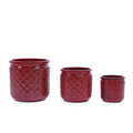 3 Pieces Ceramic Flowerpot Set, Bean Paste Red