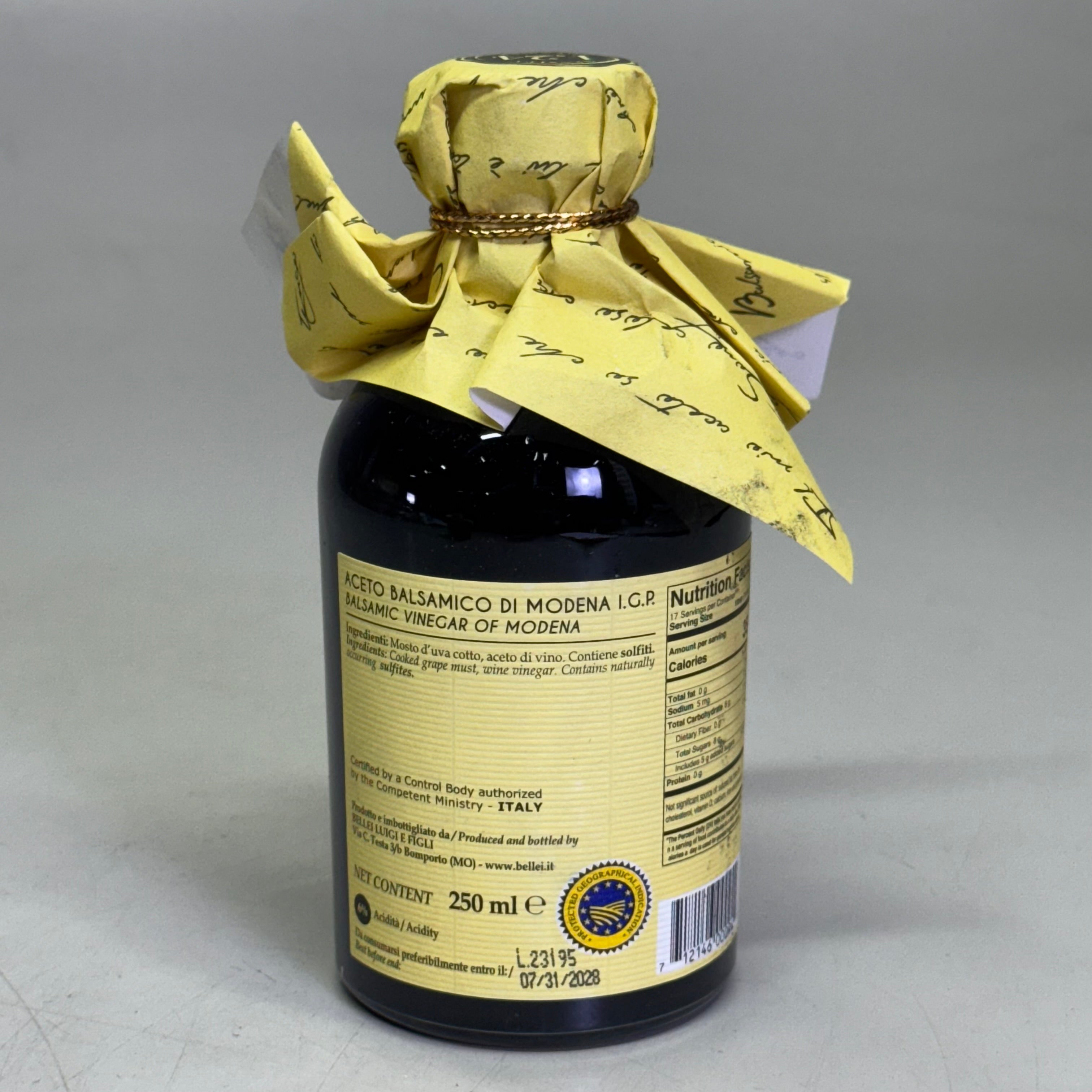 BELLEI Aged Balsamic Vinegar of Modena Sz 8.45 fl oz, Precious Yellow
