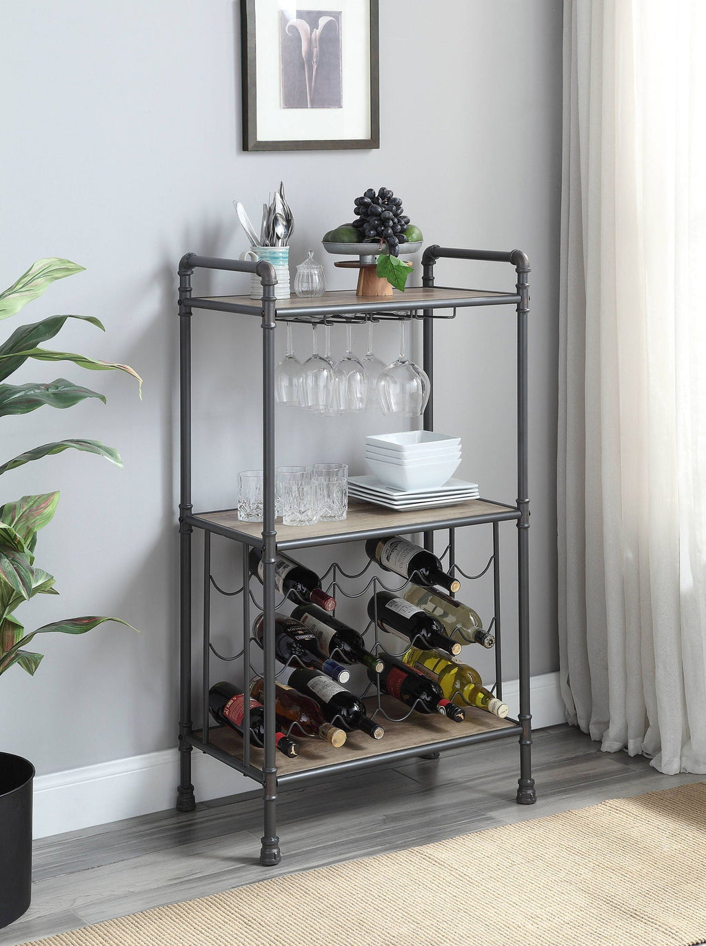 Brantley Wine Rack - Gray / Oak