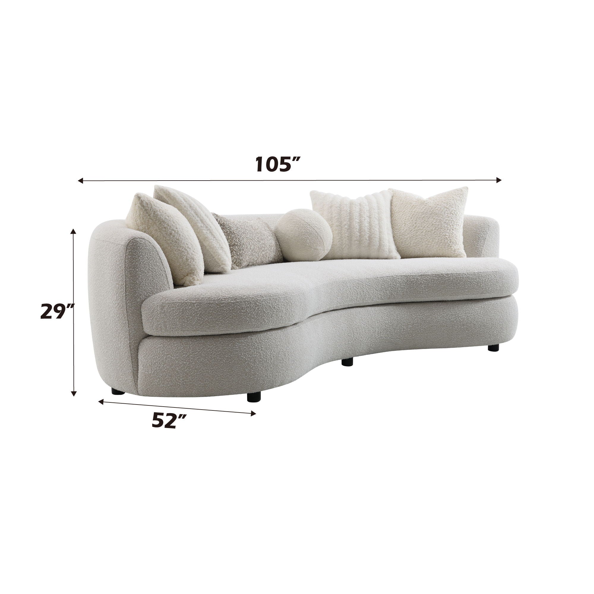 Iniko Boucle Sofa With Toss Pillows - Beige