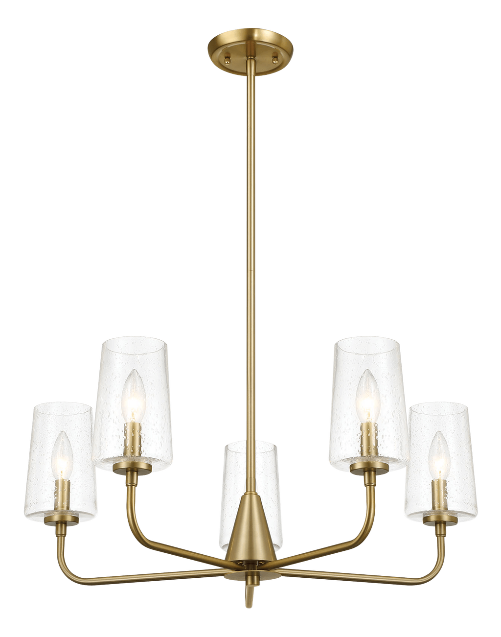 Dazzle Five Lights Chandelier With Clear Seeded Glass - Satin Brass