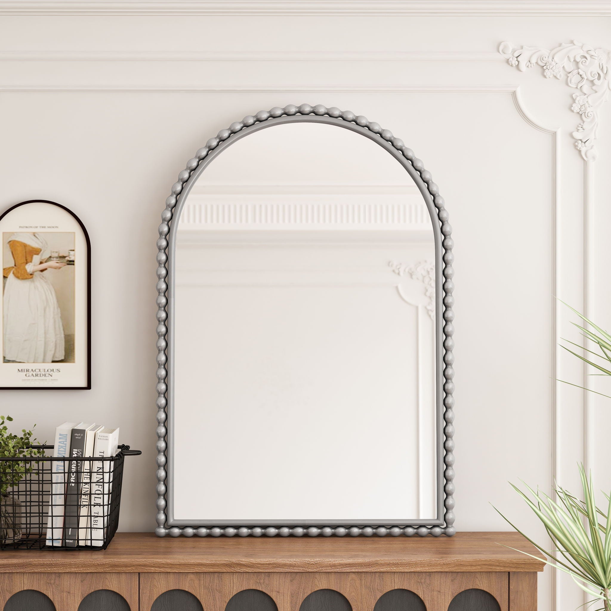 Vintage Iron Art Arch Mirror, Wall Hanging Or Table Display