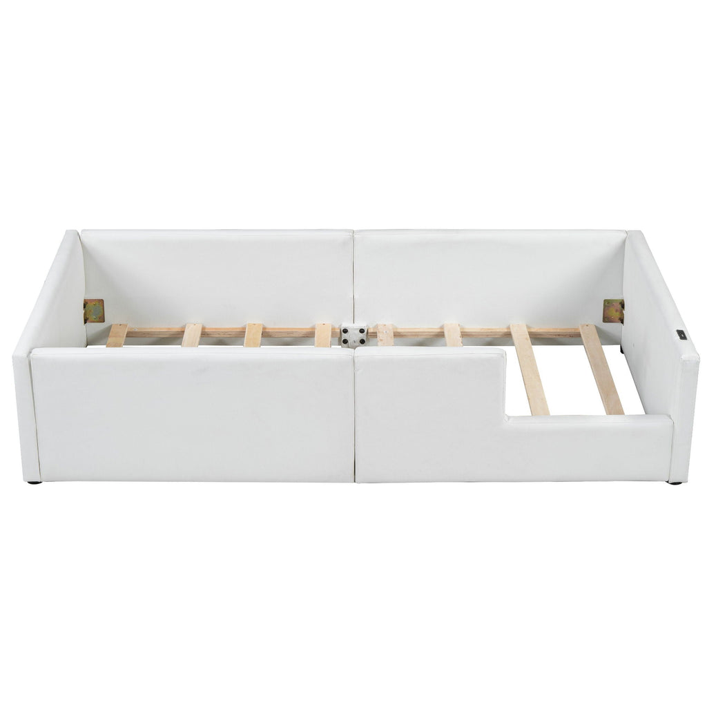 Platform Bed With Guardrail And Charging Station