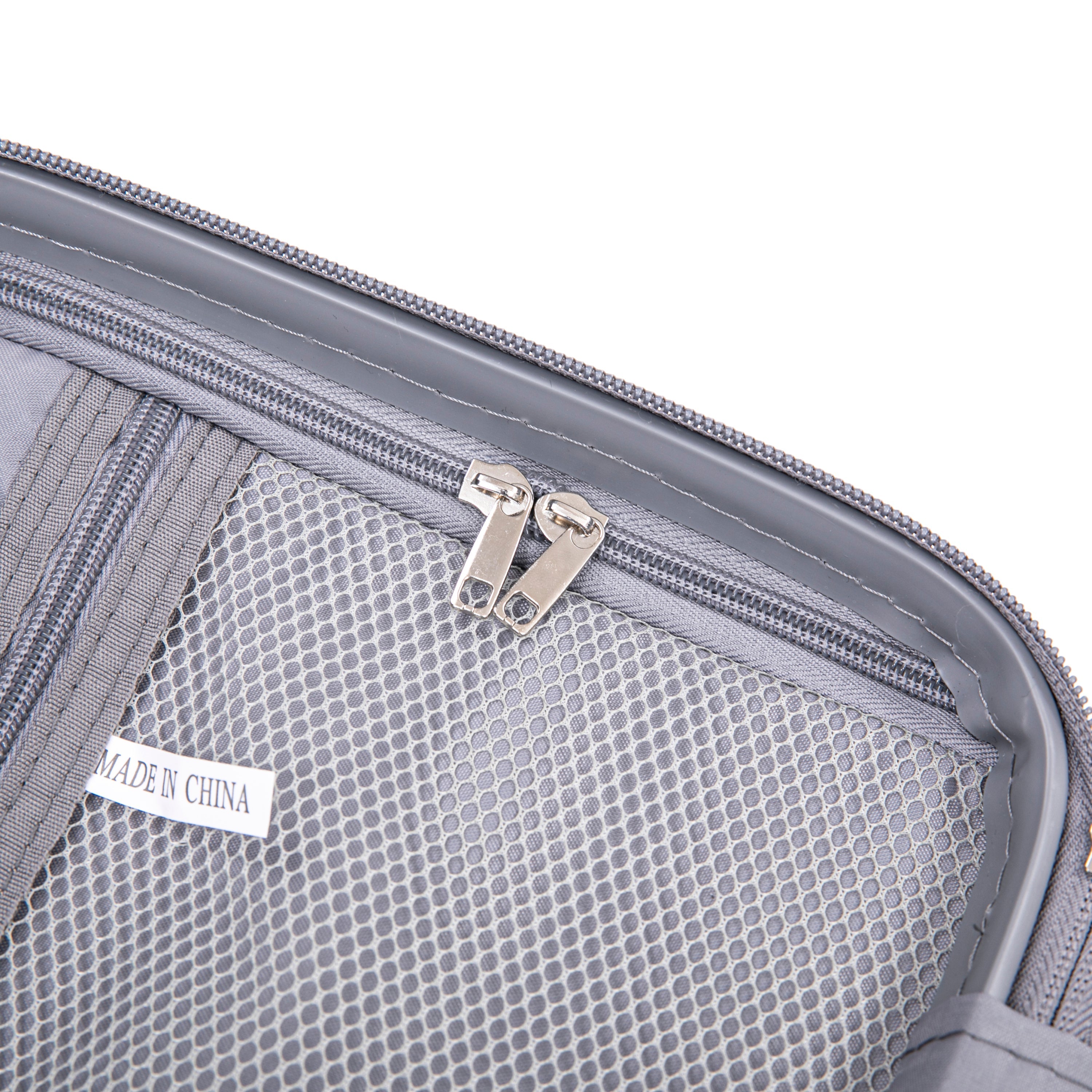 4-Piece PP Spinner Wheel Luggage Set with Cosmetic Case, Light Gray