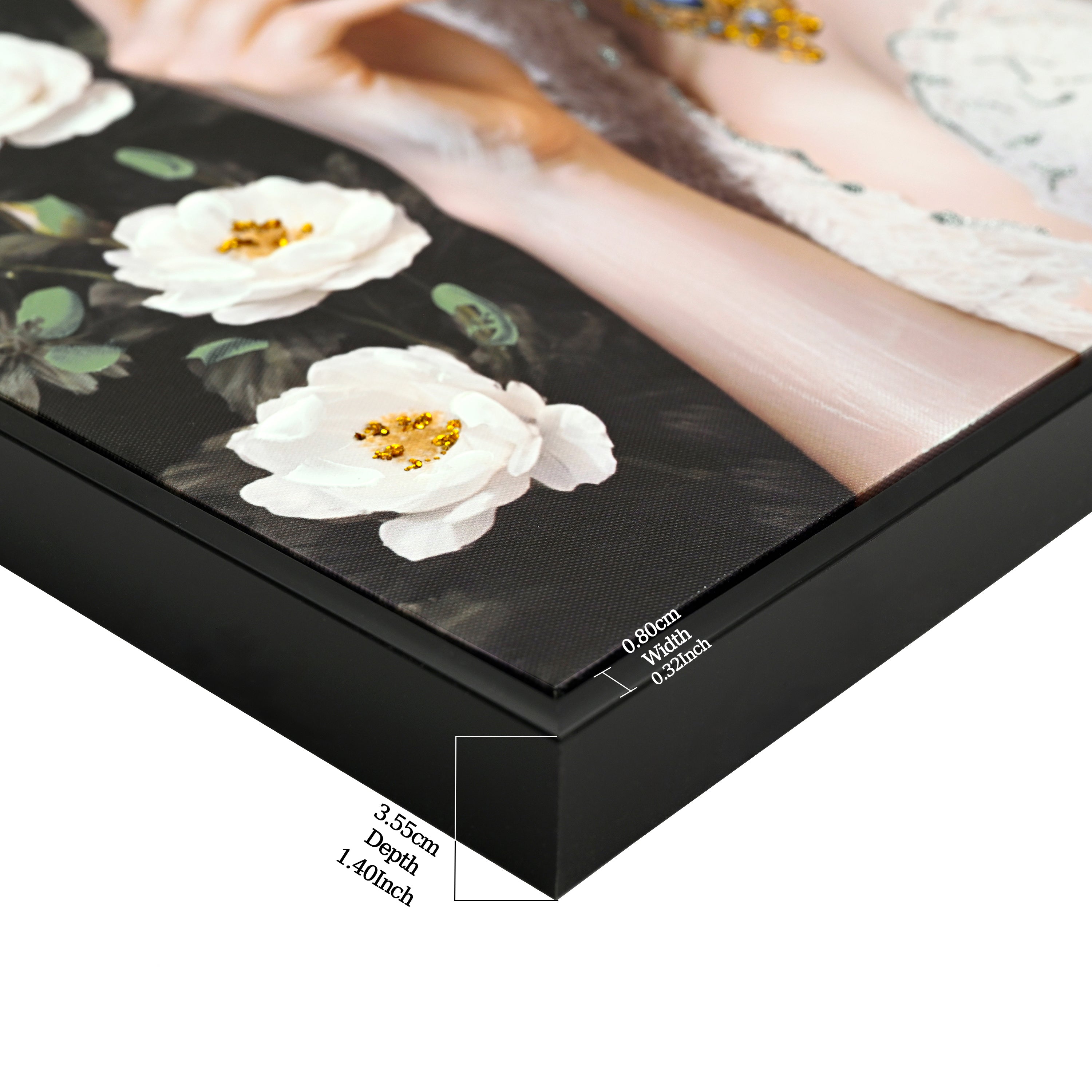 Beauty Lady Wall Art Gold and White Floral Canvas 24x36 Inch