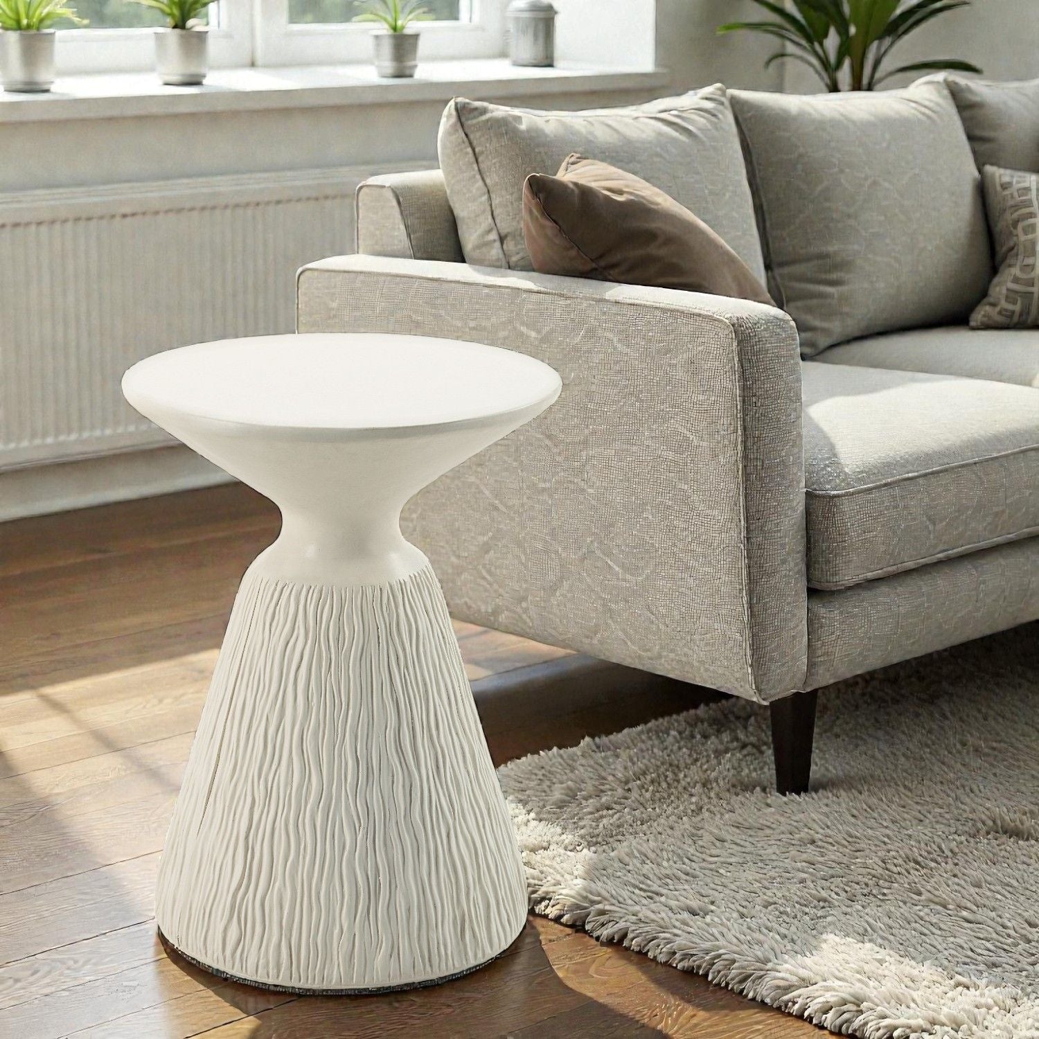 Duane Fiber Concrete Accent Table - White