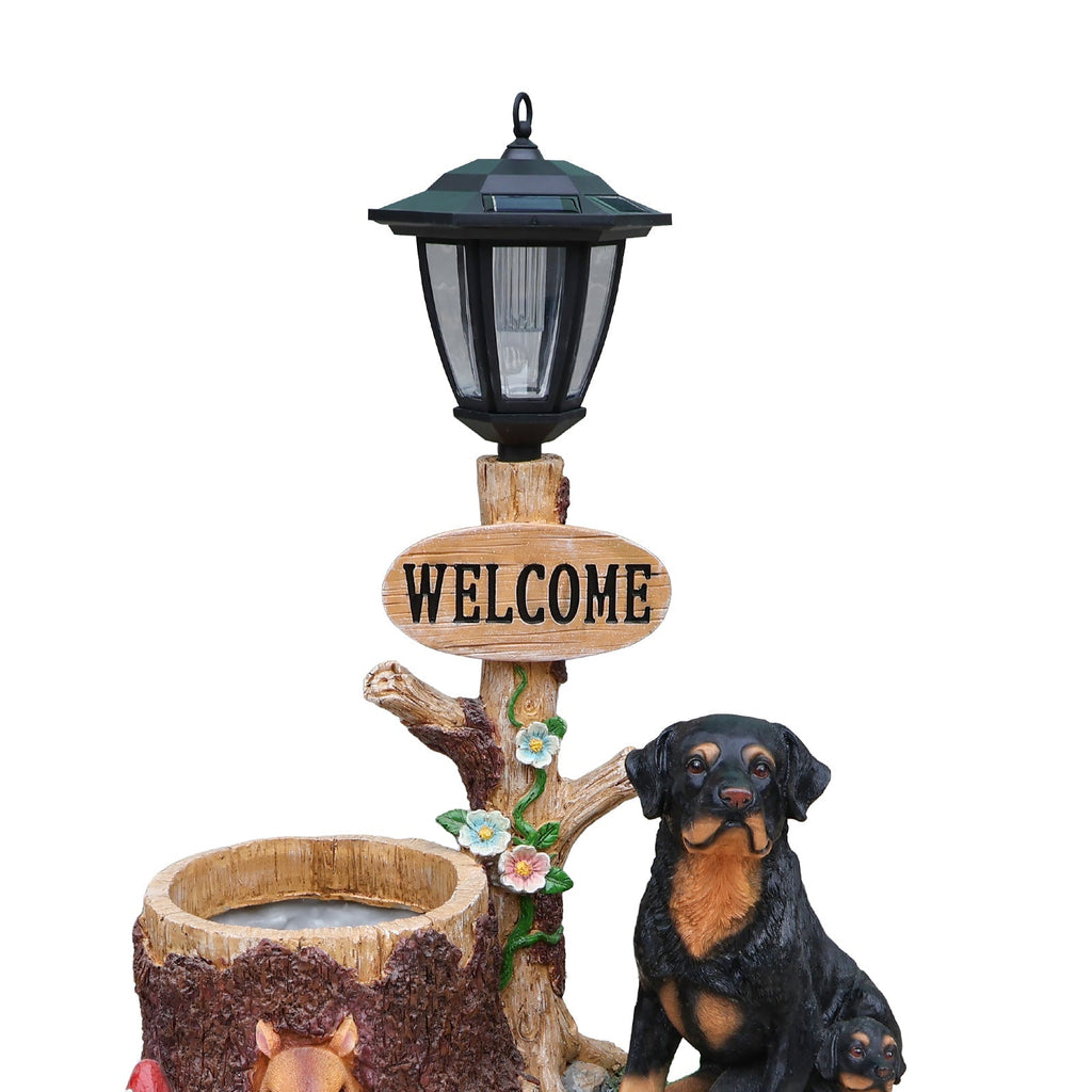 Rottweiler Dog Family Planter Statue