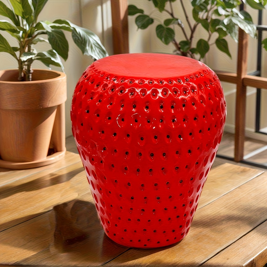 Strawberry Fruit Stool, 13.4" Oversized Resin Stool
