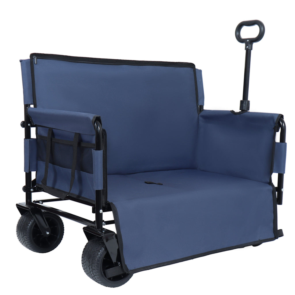 3-in-1 Convertible Folding Wagon Cart with Bench Seat & Storage
