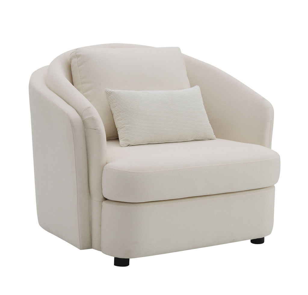 Mariko Linen Chair With 1 Toss Pillow - Beige