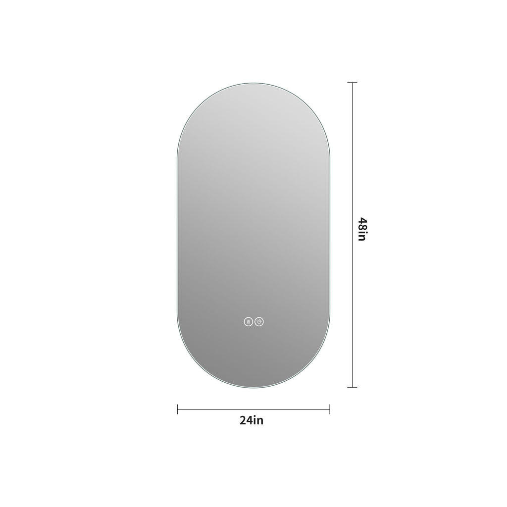 Smart Wall Mounted LED Touch Screen Mirror With Anti Fog Function And Adjustable Lighting - Antique Silver