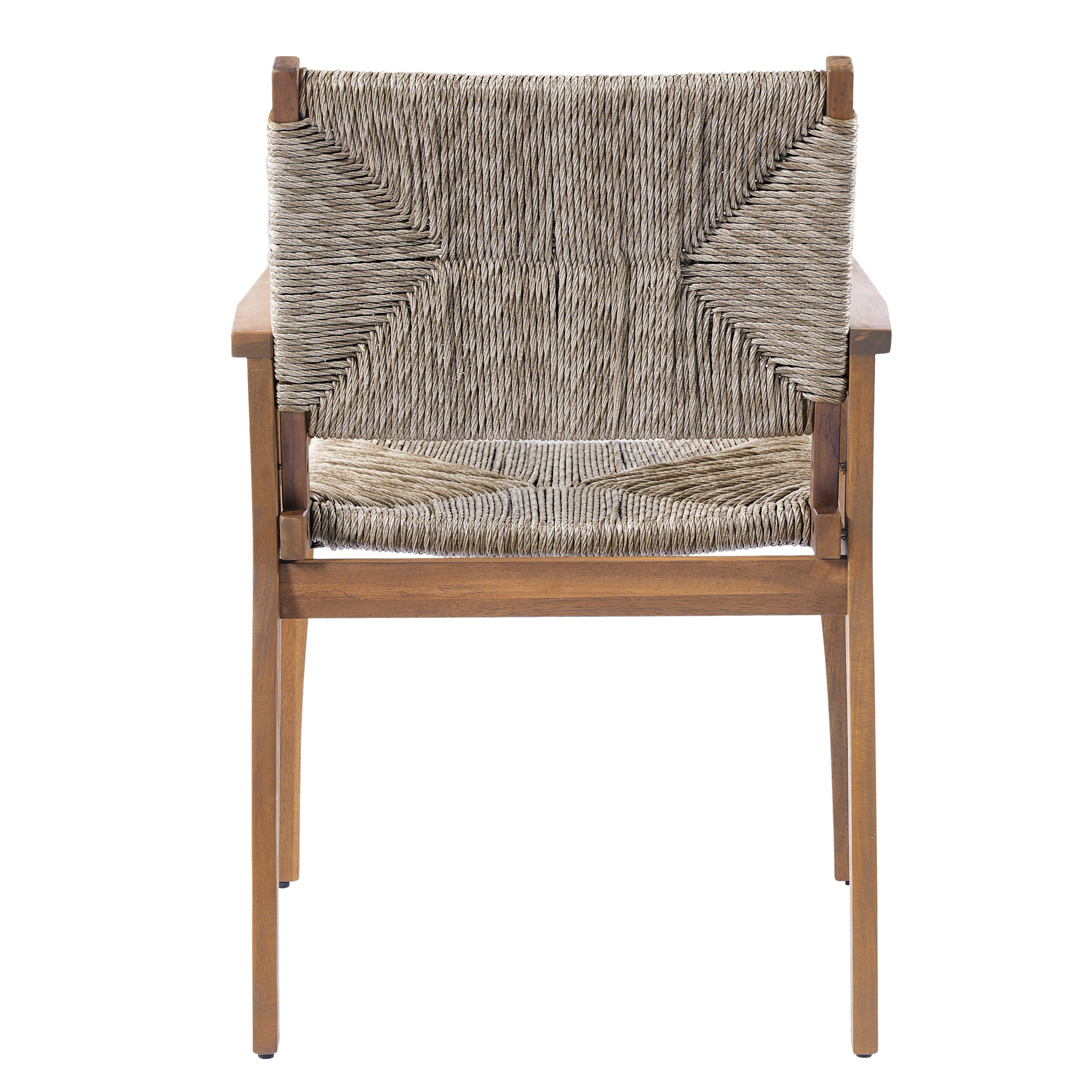 Durable Outdoor Dining Chair Set with Acacia Wood Frame and Wicker Seat