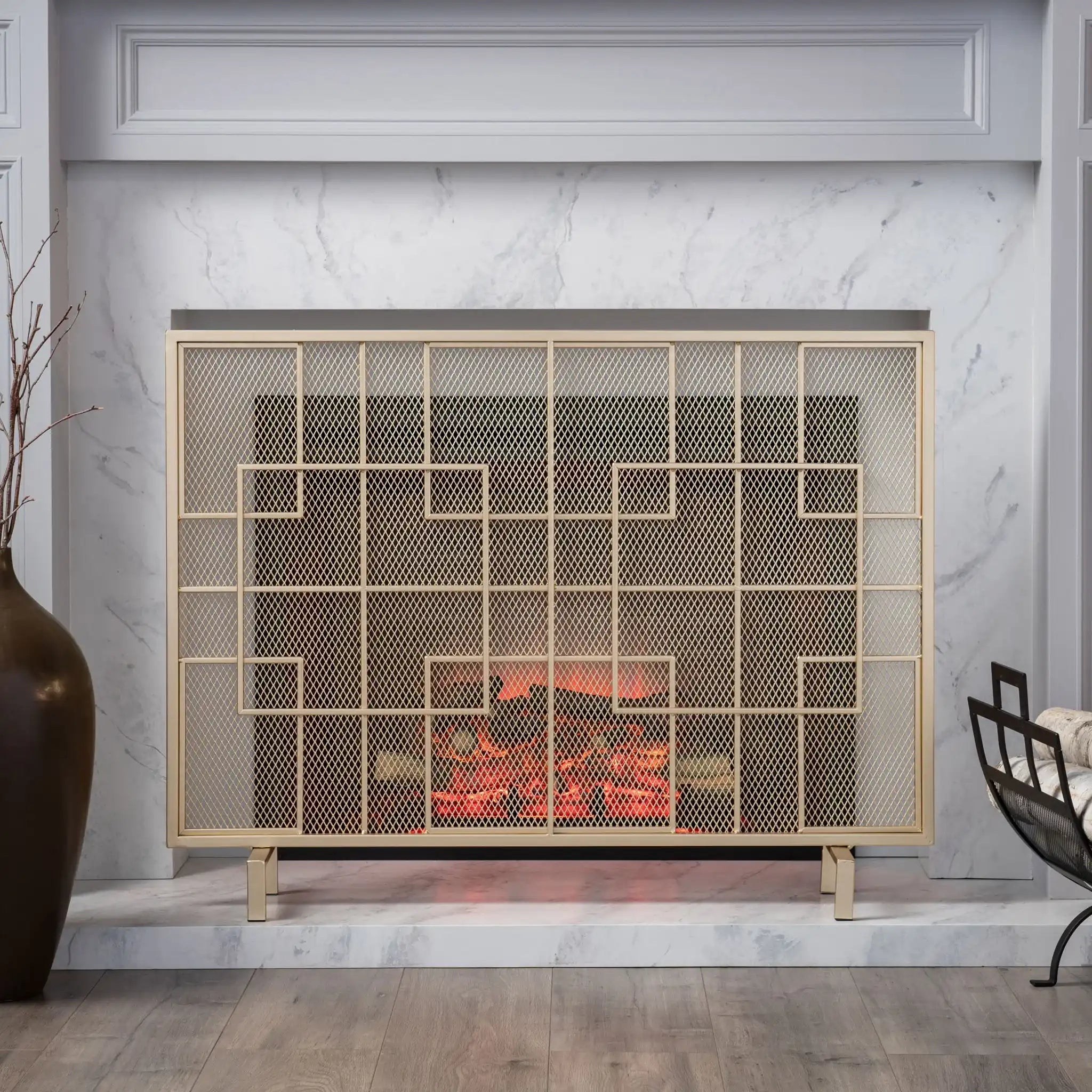 Dorothy Modern Single Panel Iron Fire Screen