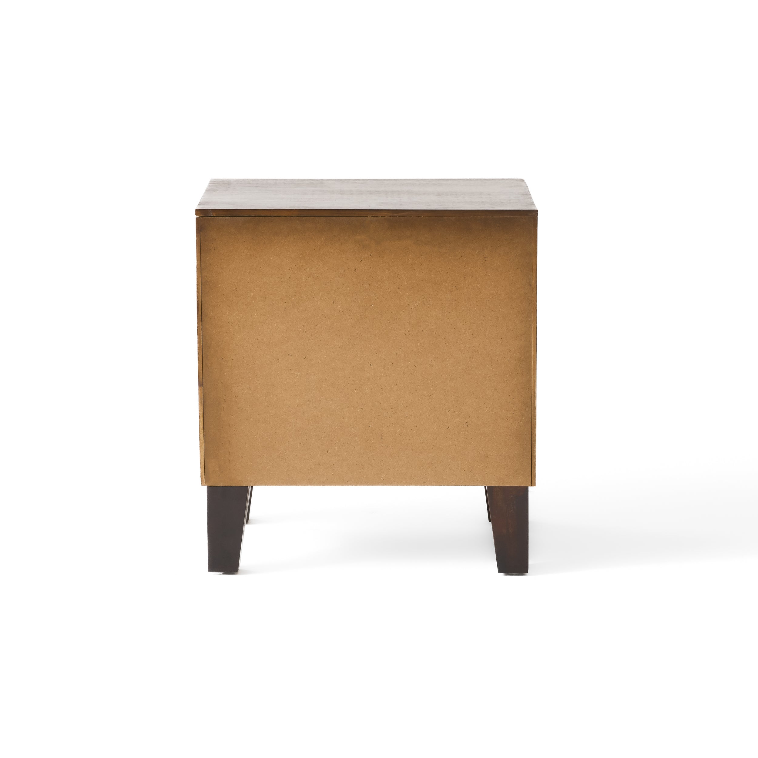 End Table in Brown Acacia Wood with Storage Drawer and Shelf