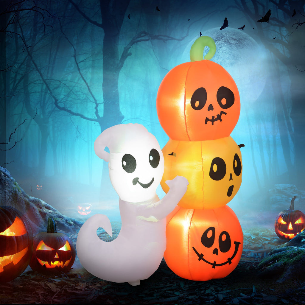 5-Foot Illuminated Halloween Ghost and Pumpkin Inflatable