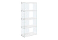 5-Tier White Bookcase with Clear Tempered Glass