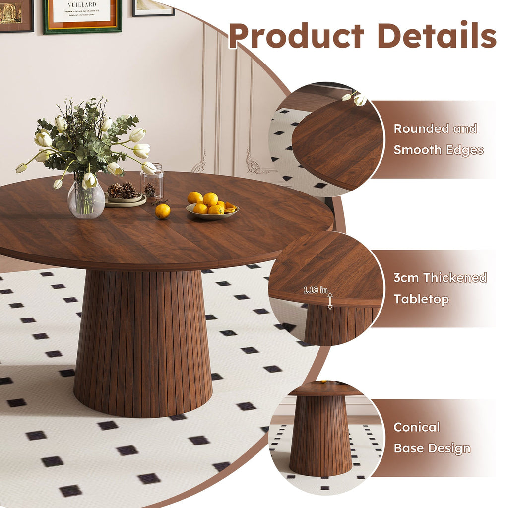 47 Inch Round MDF Dining Table for 4, Modern Farmhouse Style