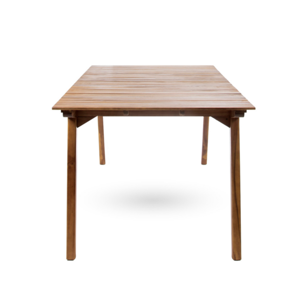 Outdoor 6 Seater Acacia Wood Dining Set with Cushions in Teak Finish and Cream Color
