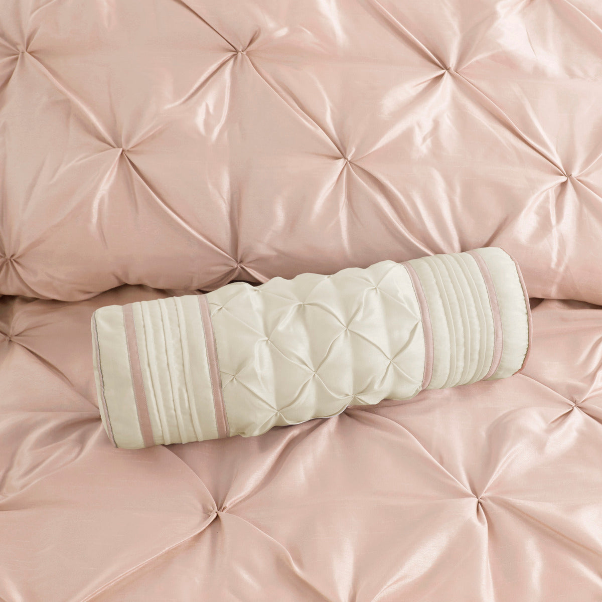 7 Piece Tufted Comforter Set Blush Cal King