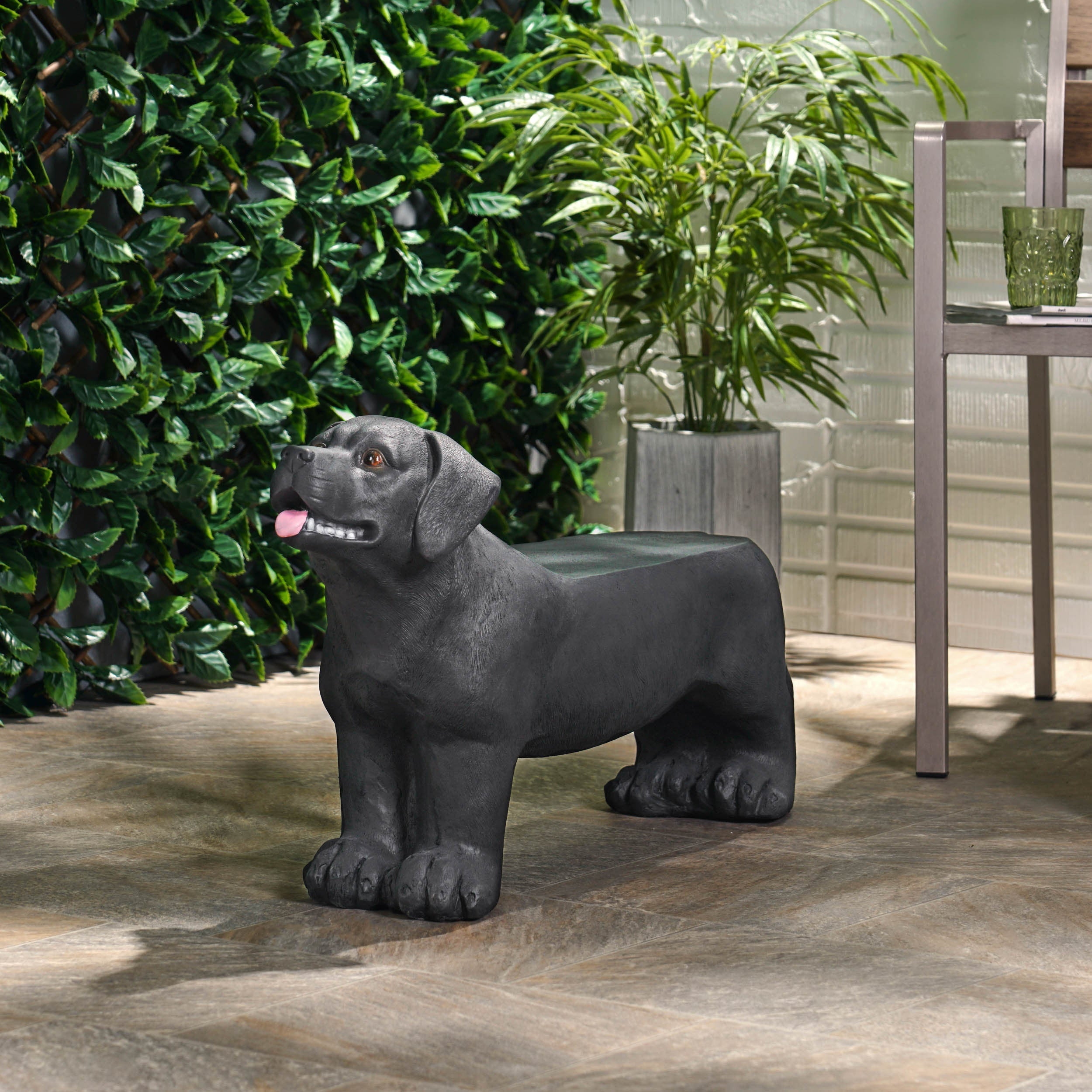 MGO Dog Bench - Outdoor Labrador Design, Matte Black