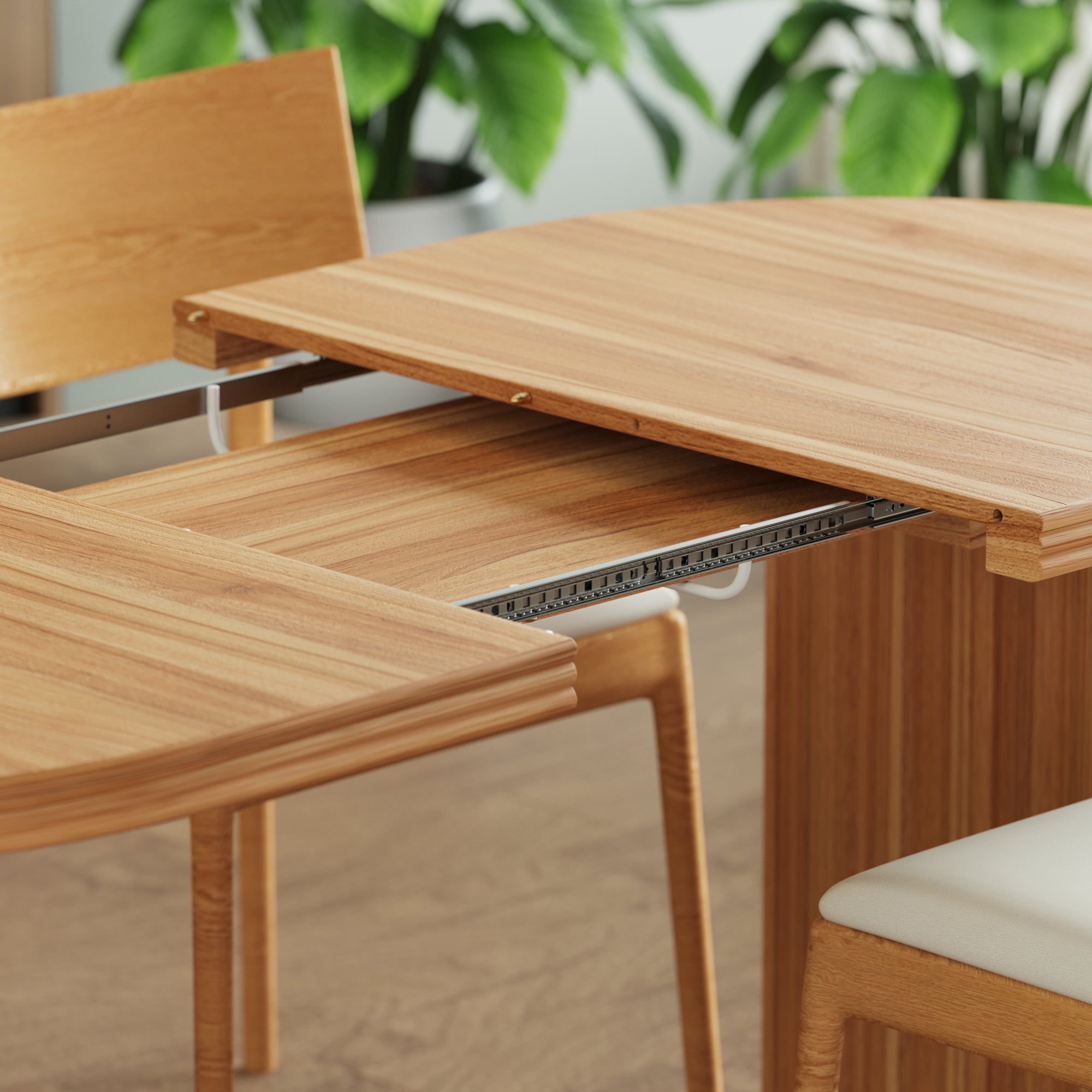 Modern Extendable Dining Table with Removable Extension Leaves