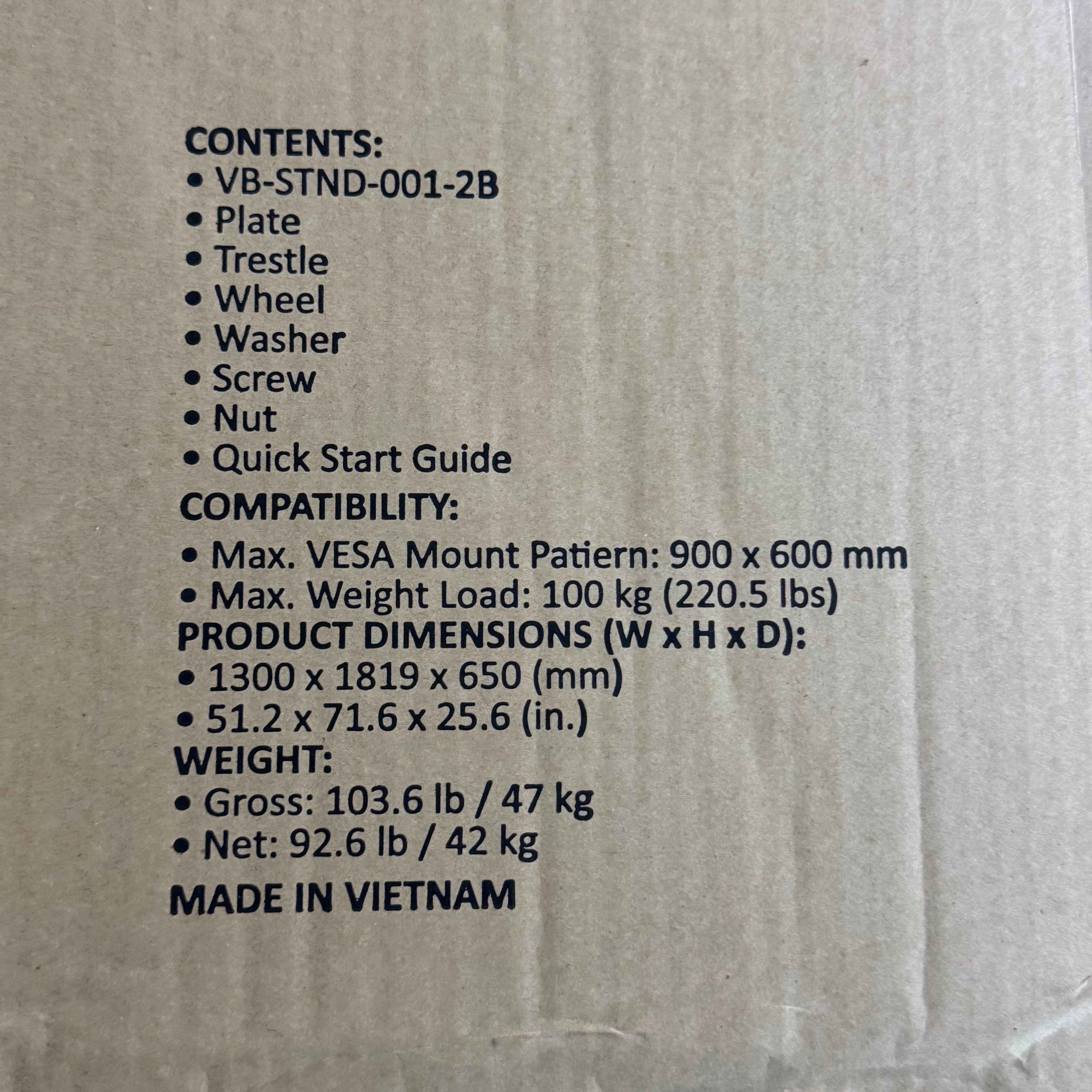 VIEWSONIC Universal Display Cart for 55-86 in Displays, Black VN-STND-001-2B