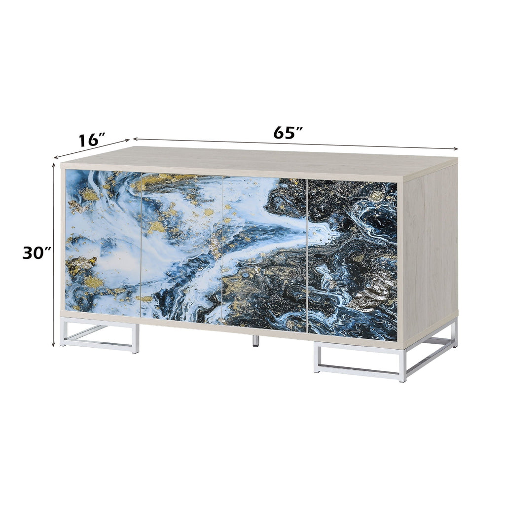 Liam Marble Paint Console Cabinet - Multi