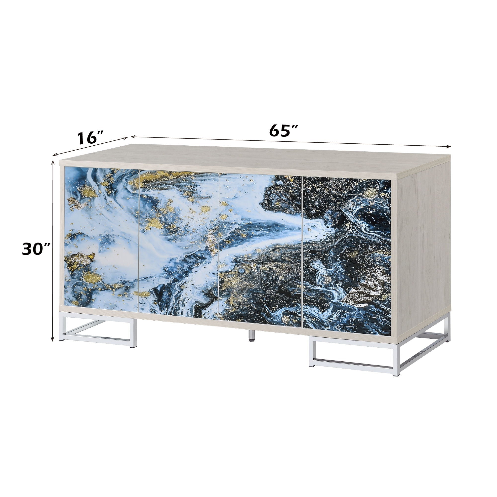 Liam Marble Paint Console Cabinet - Multi