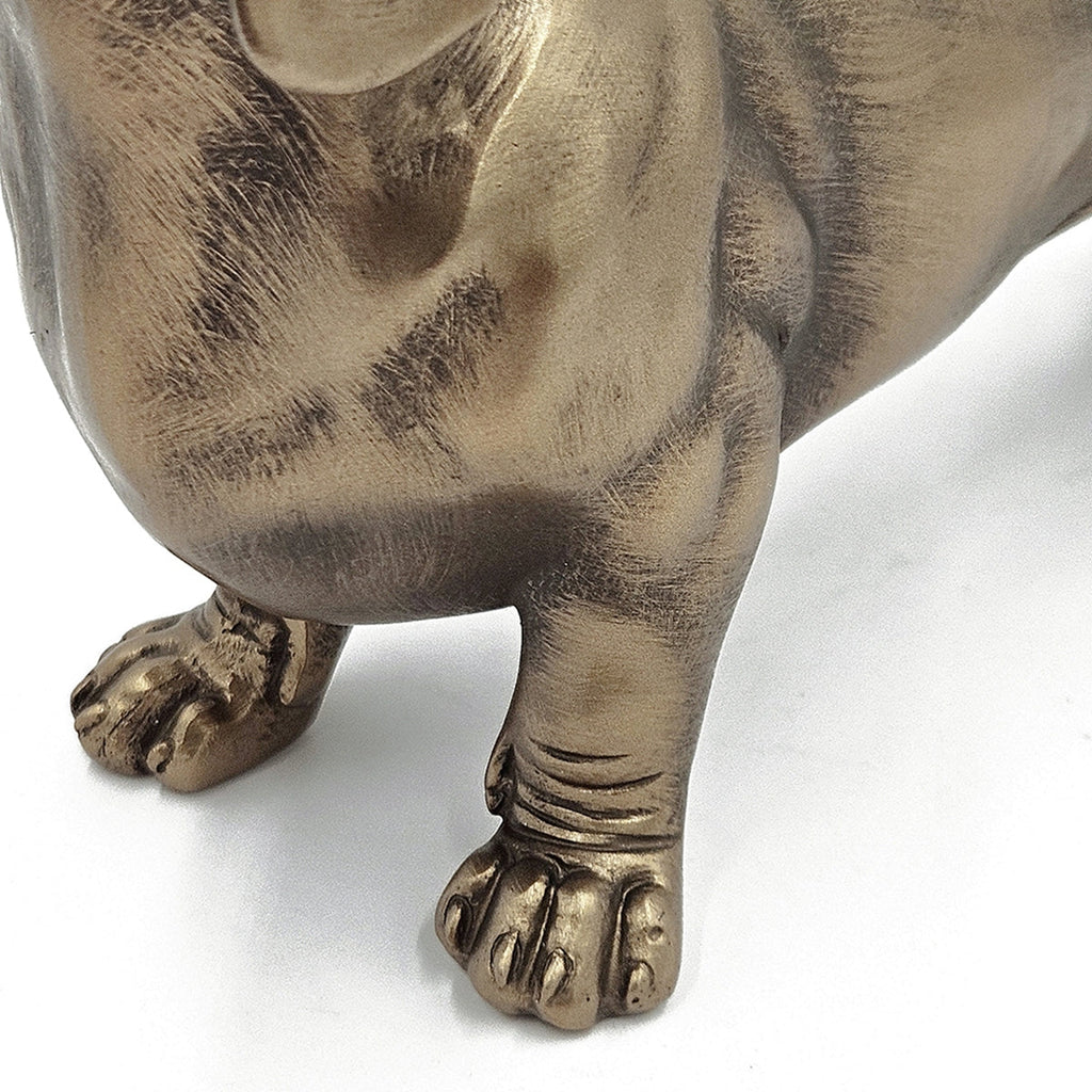 11.4x3.3x6.6' Lifelike Dachshund Figurine with Copper Finish