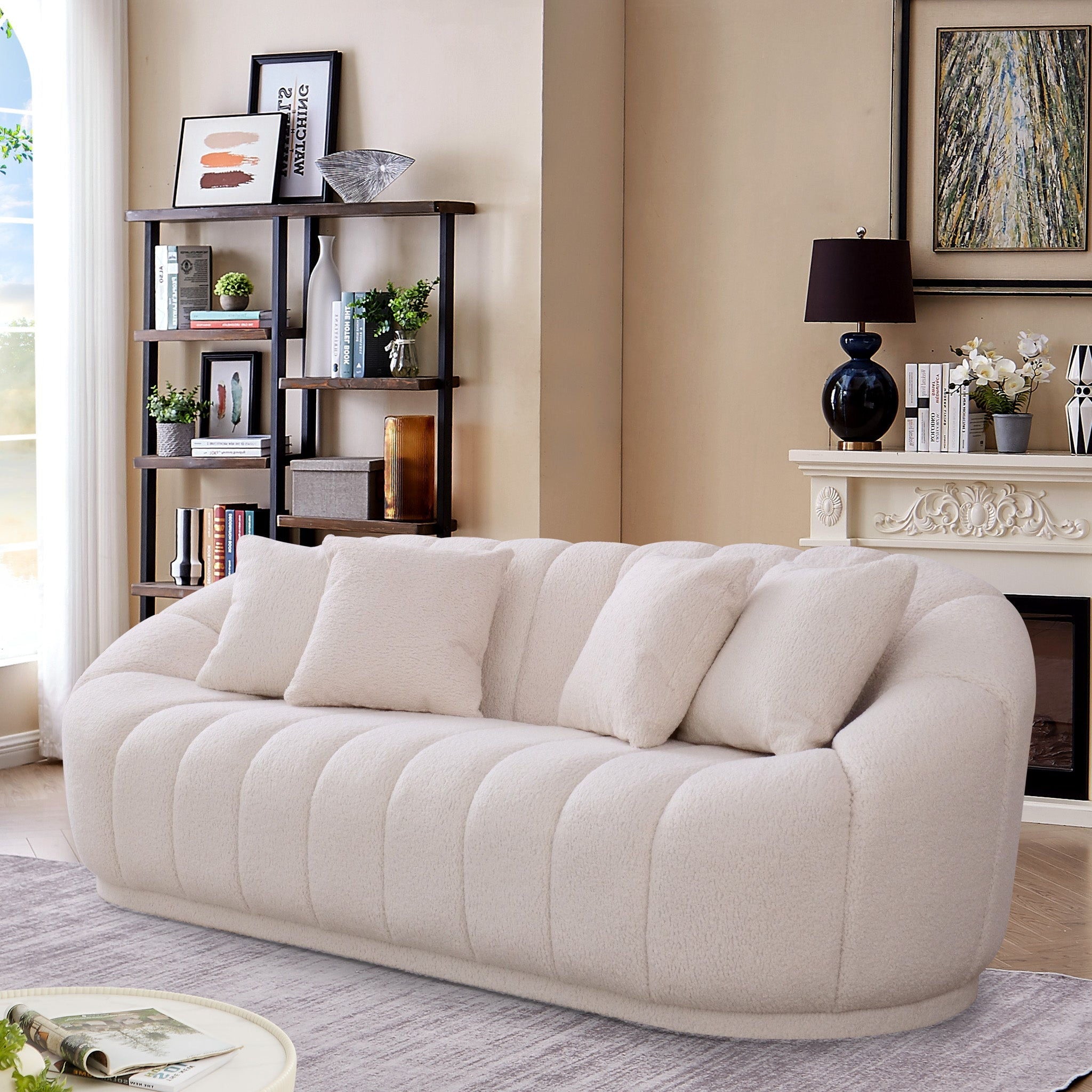 Maximilian - Modern Japandi Style Tight Back Boucle Couches