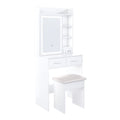 Space Saving Makeup Vanity Desk With Mirror & Adjustable LED Lights