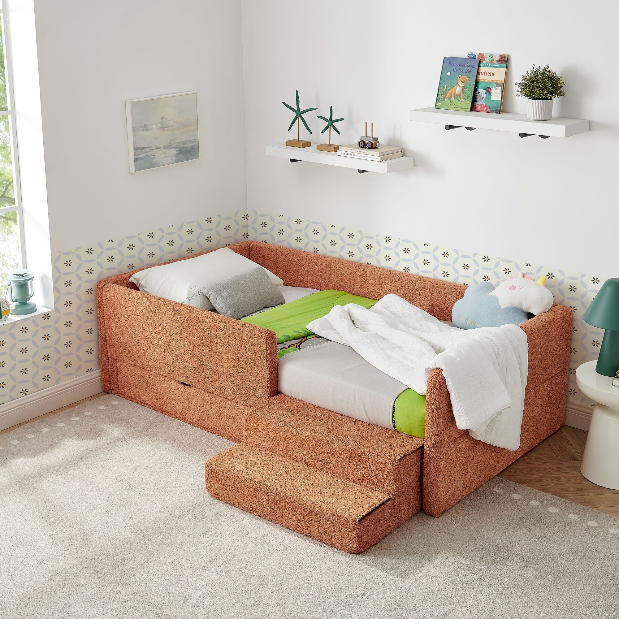 Safe Kids Bed With Guardrails And Storage