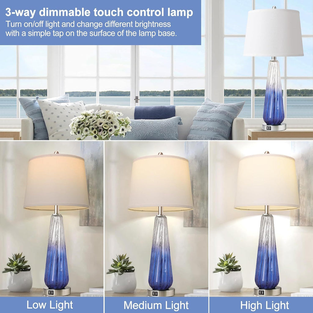 Table Lamps Set of 2 with Touch Control and USB Ports
