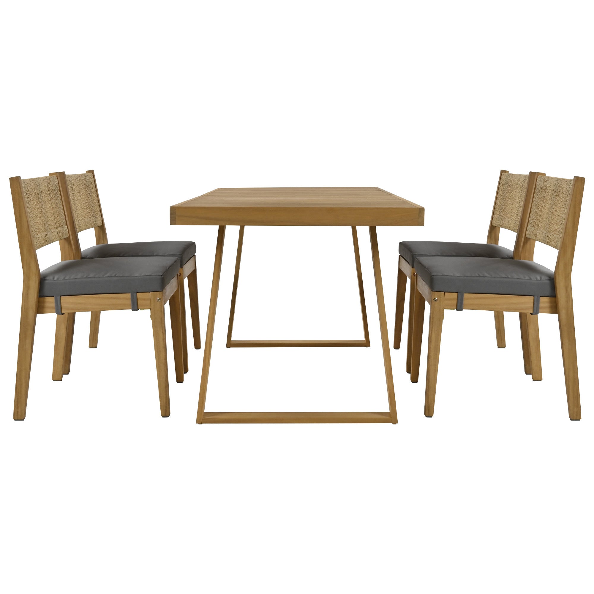 U_Style Multi-Person Outdoor Acacia Wood Dining Table and Chair Set