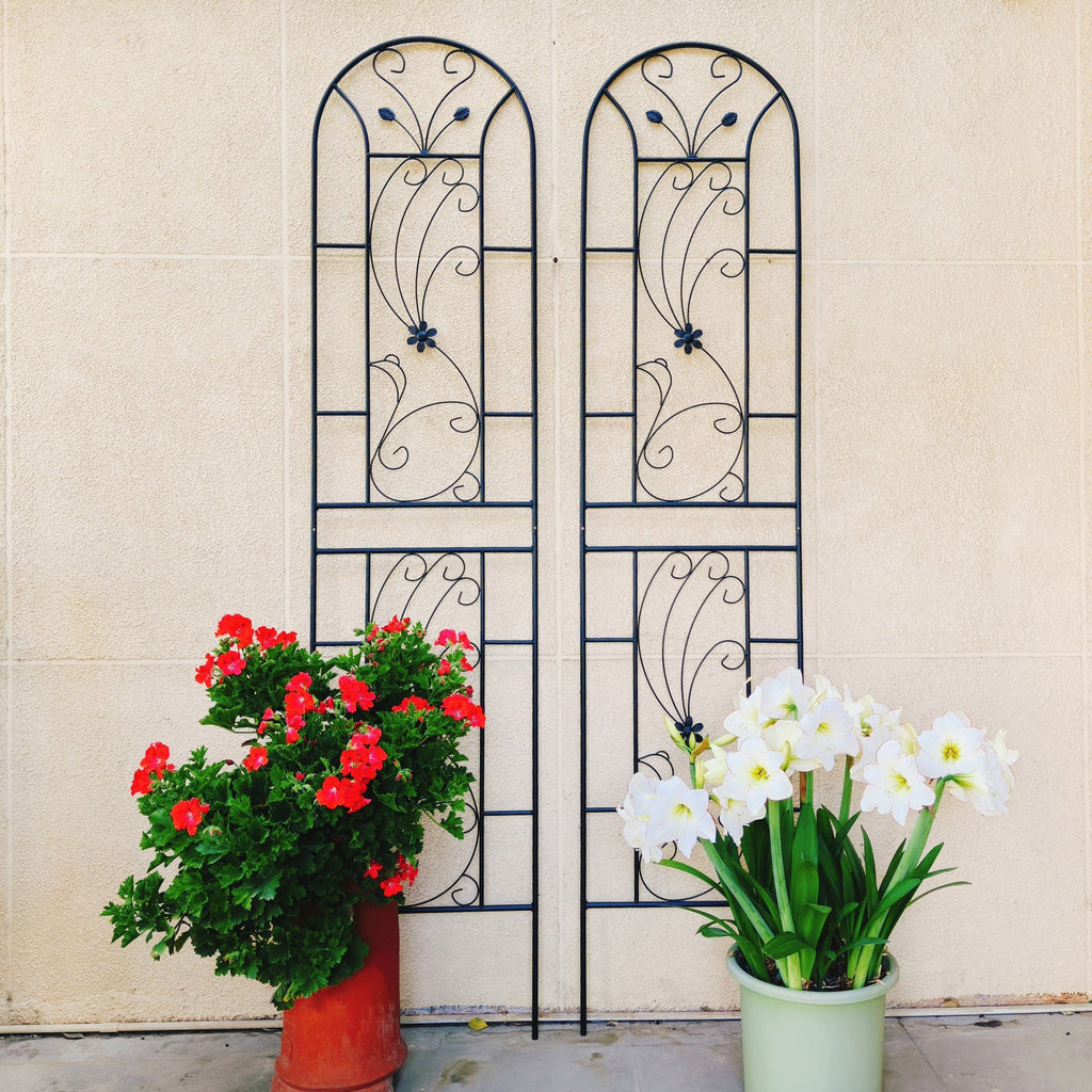 4 Pack Metal Garden Trellis 86.7'' x 19.7'' Rustproof Black