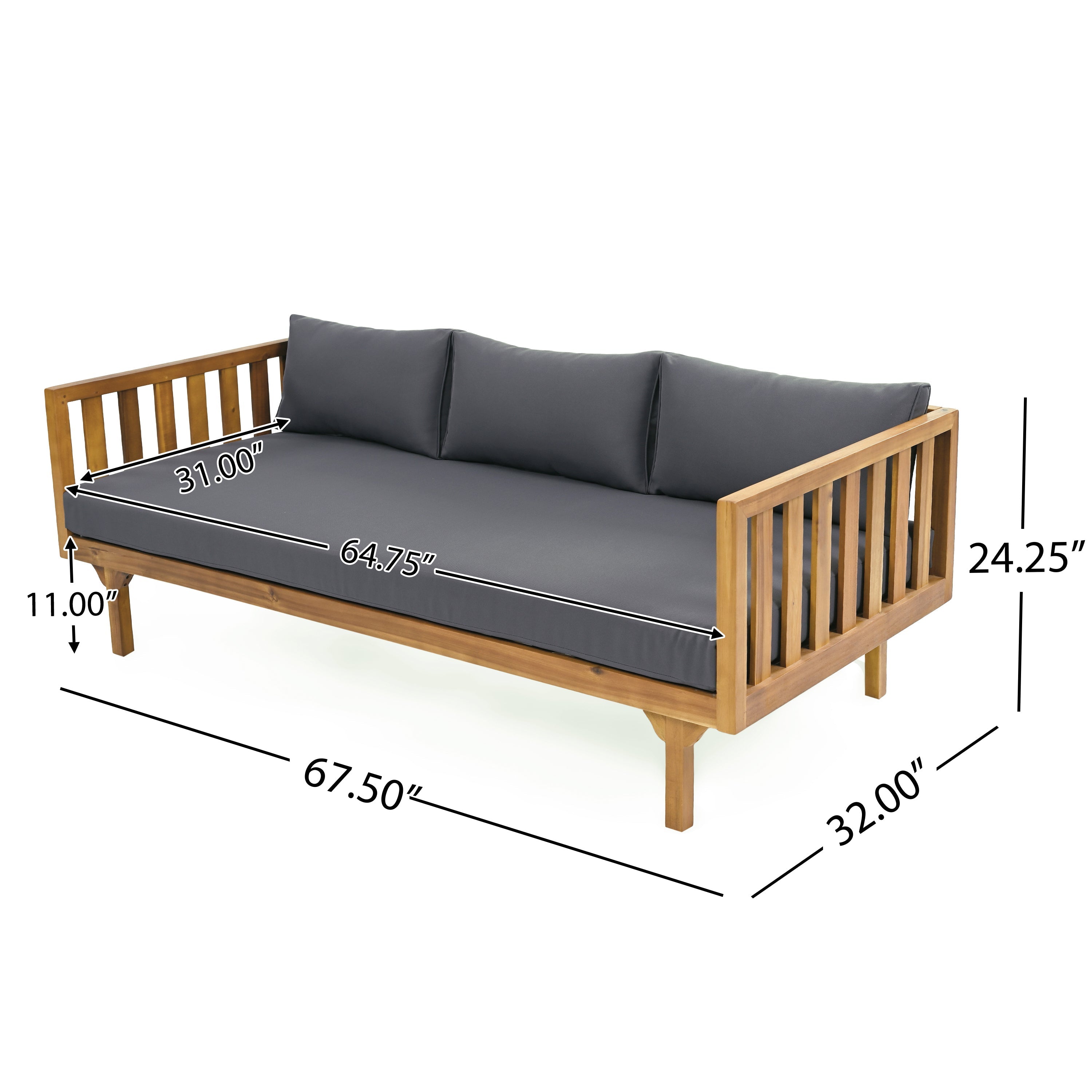 Claremont 3 Seater Daybed (Dark Gray)