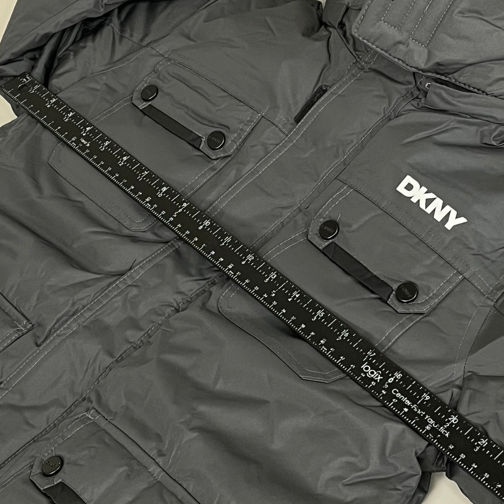 DKNY Boys' Winter Jacket Insulated Quilted Puffer Parka 14/16 Charcoal
