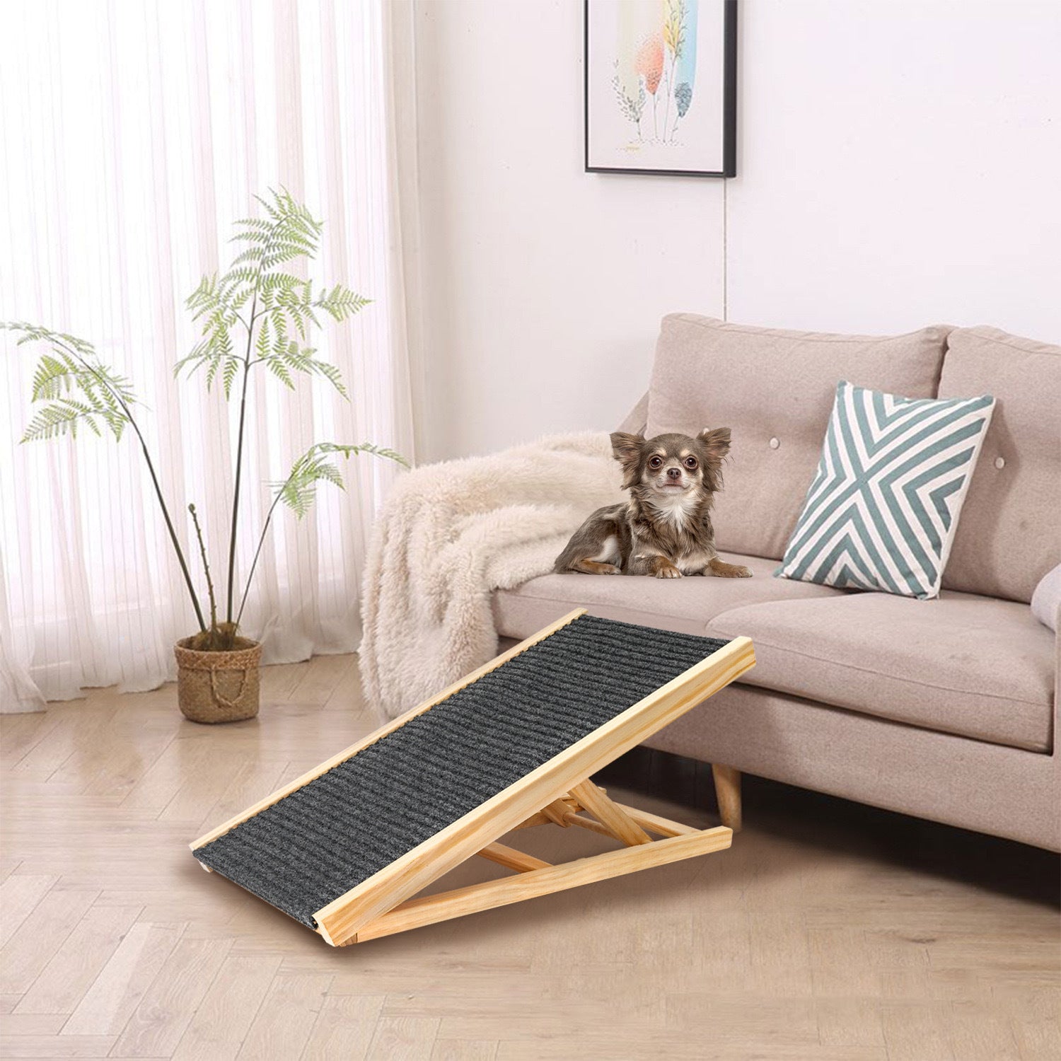 Upgraded Dog Ramp for Bed with Extra Wide Traction and Foldable Design