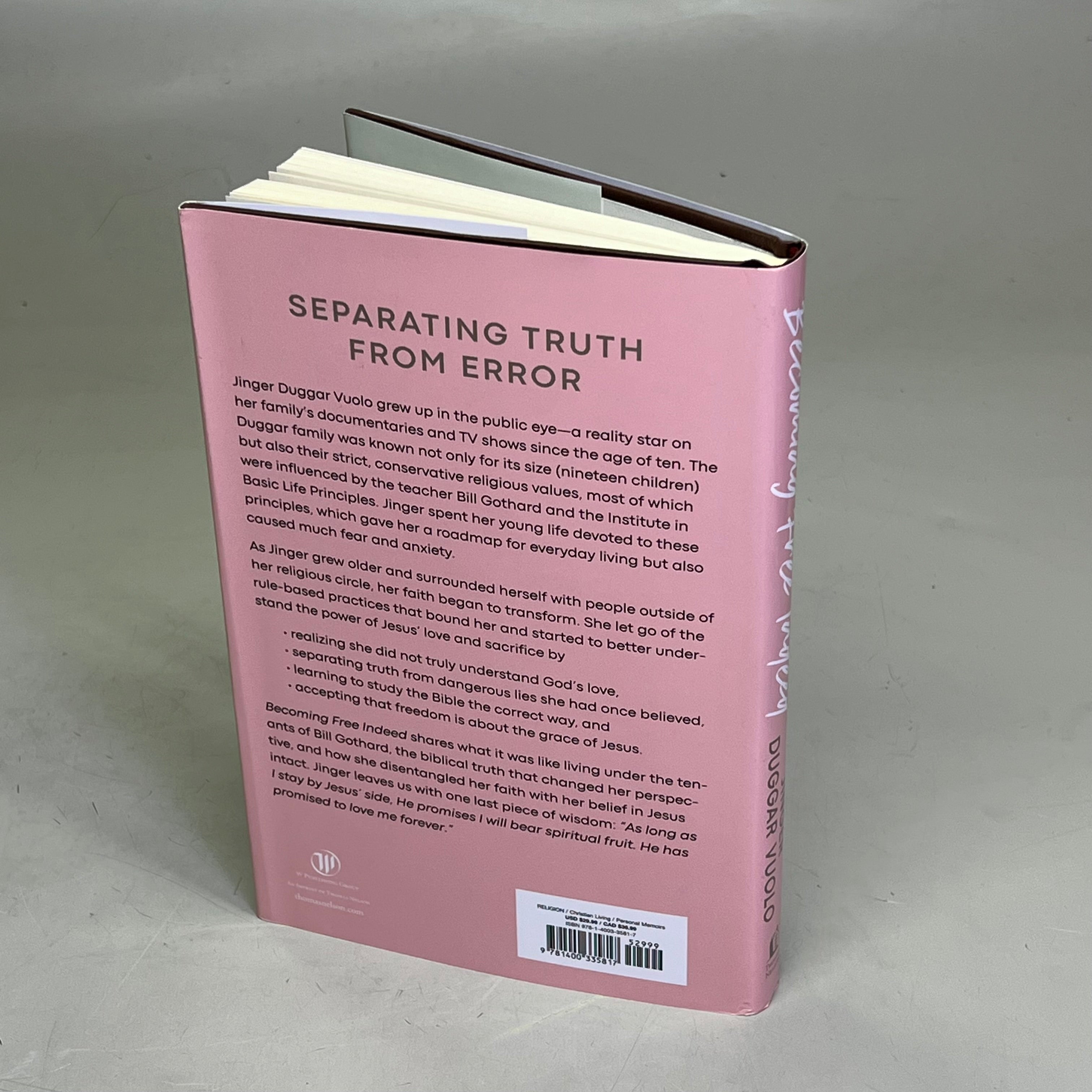 BECOMING FREE INDEED My Story Of Disentangling Faith From Fear Hardback Book